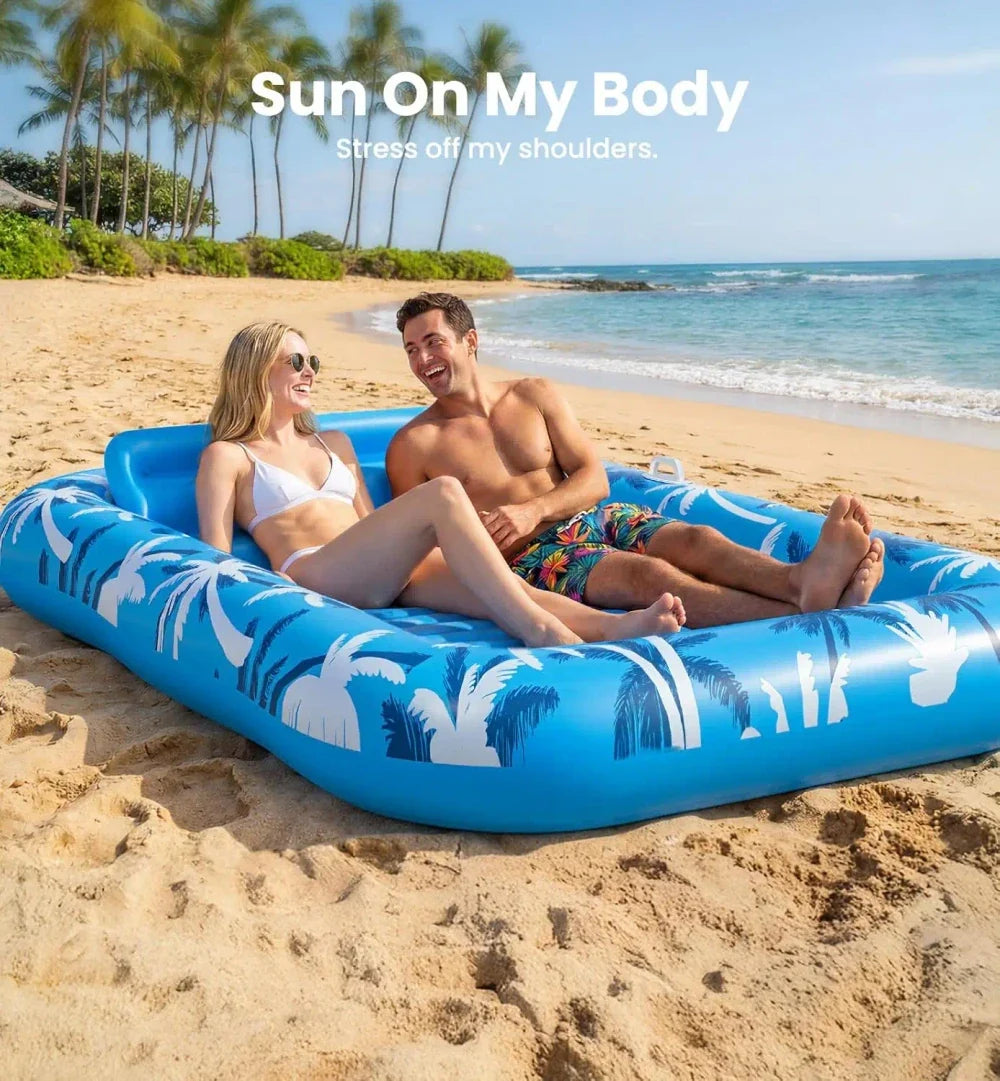 Inflatable Tanning Lounger with Sprinkler