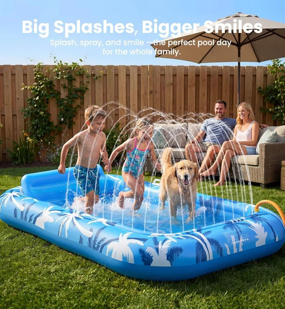 Inflatable Tanning Lounger with Sprinkler