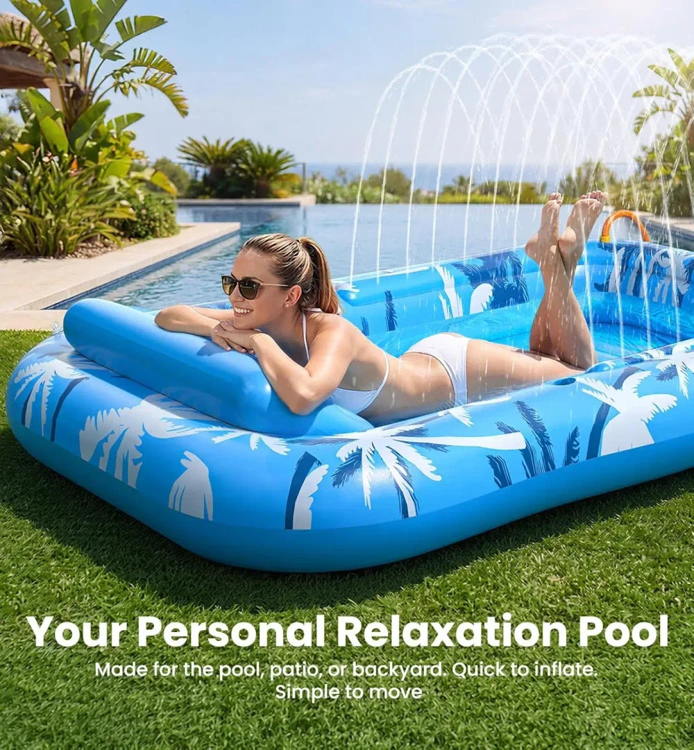 Inflatable Tanning Lounger with Sprinkler