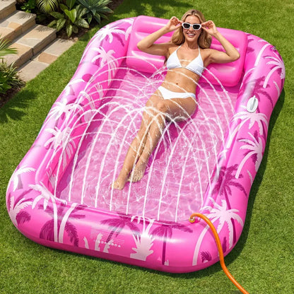 Inflatable Tanning Lounger with Sprinkler