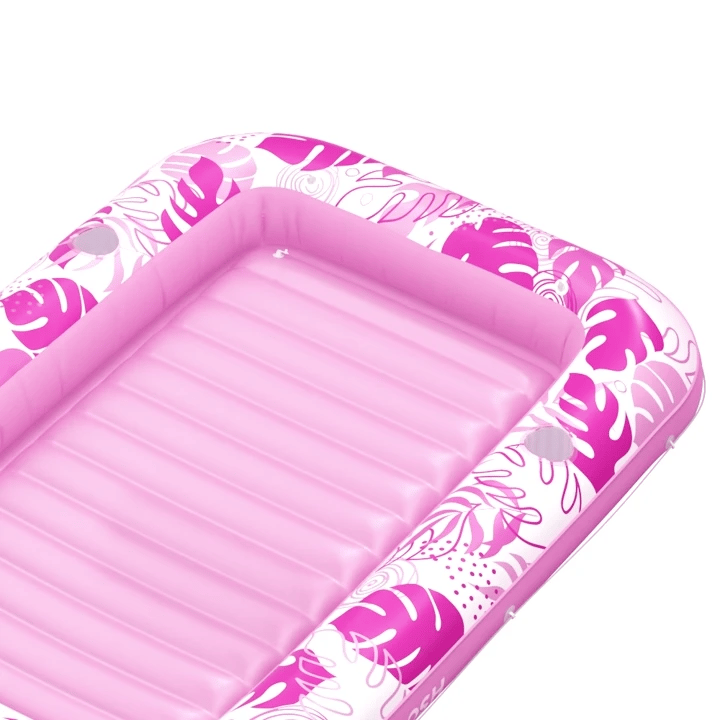 SLOOSH Inflatable Tanning Pool Lounger Float, Cyan Pink L, 70" x 46"