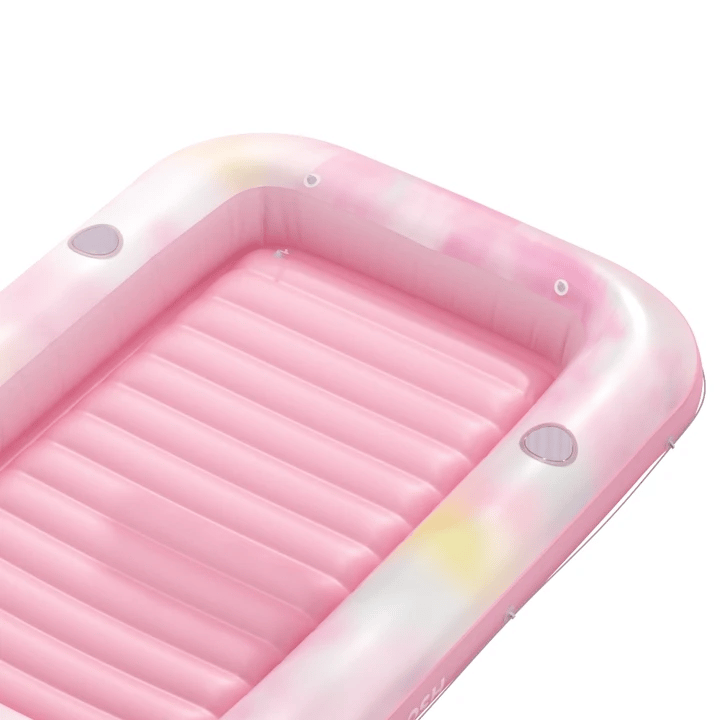 SLOOSH Inflatable Tanning Pool Lounger Float, Pink Tie-dye-Bliss State, 70" x 46"