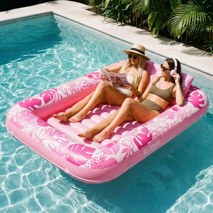 SLOOSH Inflatable Tanning Pool Lounger Float, Blue-XL, 85" x 57"