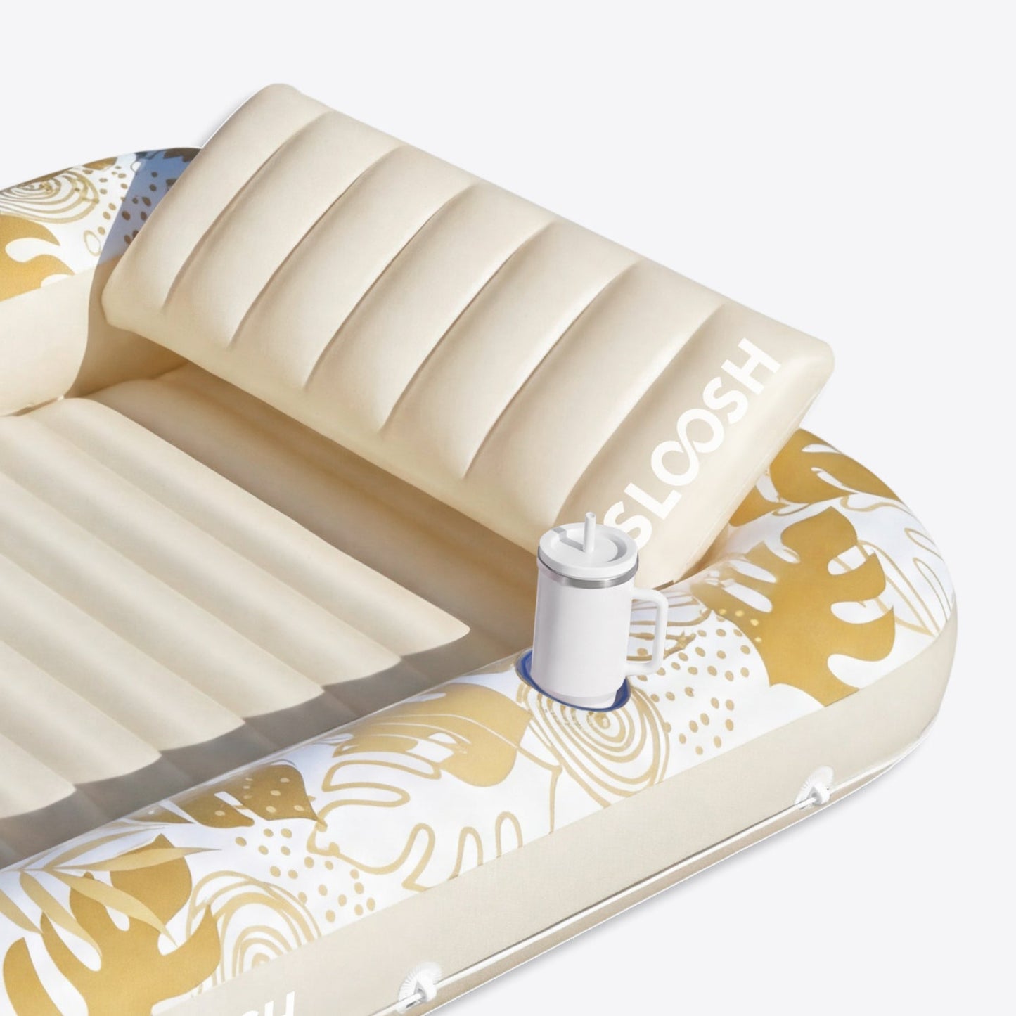SLOOSH Inflatable Tanning Pool Lounger Float, Cyan Pink XL, 85" x 57"