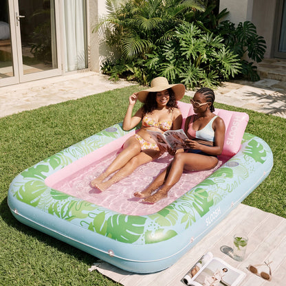 SLOOSH Inflatable Tanning Pool Lounger Float, Blue-XL, 85" x 57"