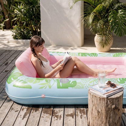 SLOOSH Inflatable Tanning Pool Lounger Float, Blue-XL, 85" x 57"