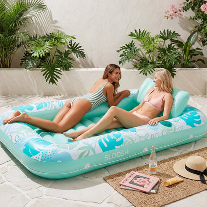 SLOOSH Inflatable Tanning Pool Lounger Float, Blue-XL, 85" x 57"