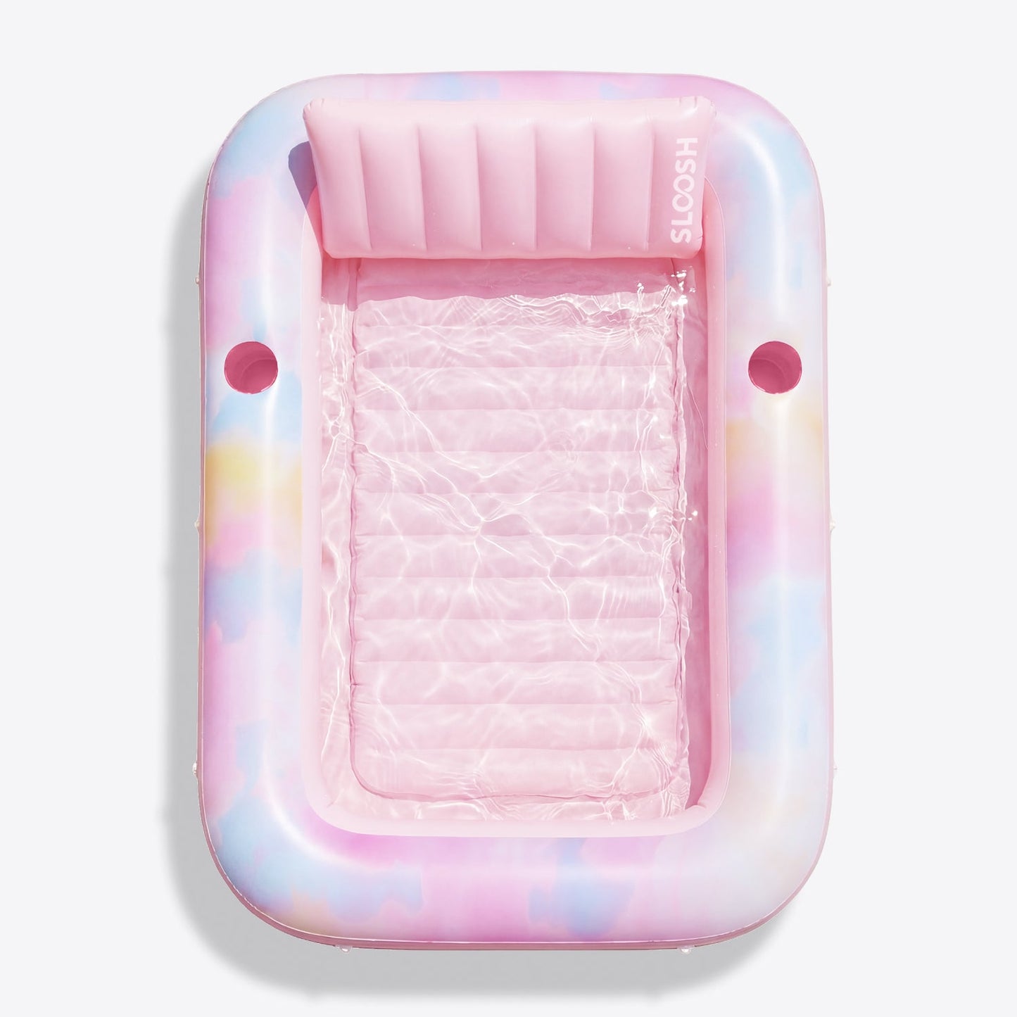 SLOOSH Inflatable Tanning Pool Lounger Float, Pink Tie-dye-Bliss State, 70" x 46"